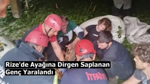 Rize'de çay alım yerinde dirgen saplanan genç hastaneye kaldırıldı
