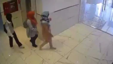 Türban takarak hırsızlık yapmaya çalışan 3 kadın, bina görevlisinin dikkatiyle yakalandı.