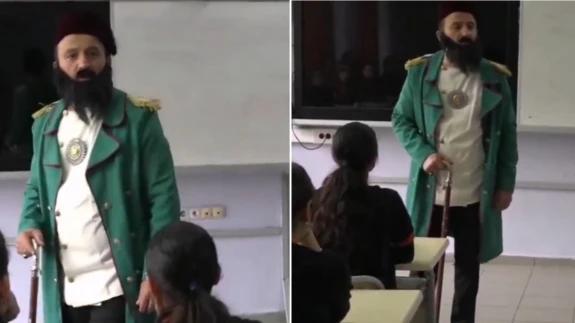Rize'de tarih öğretmeni 2. Abdülhamid'in kılığına girdi