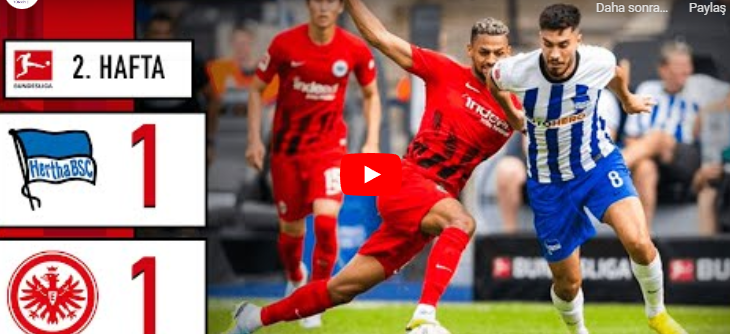 Hertha Berlin 1-1 Eintracht Frankfurt MAÇ ÖZETİ İZLE | Bundesliga – 2022/23