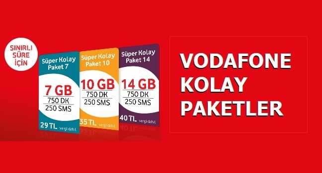Kolay Paket 7 GB, 10 GB ve 14 GB İnternet 750 Dakika 29 TL