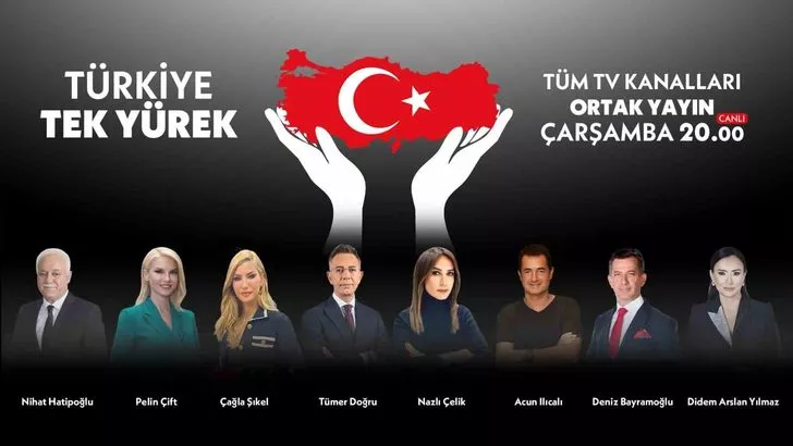 Televizyon kanallarından depremzedeler için ortak yayın! “Türkiye Tek Yürek”